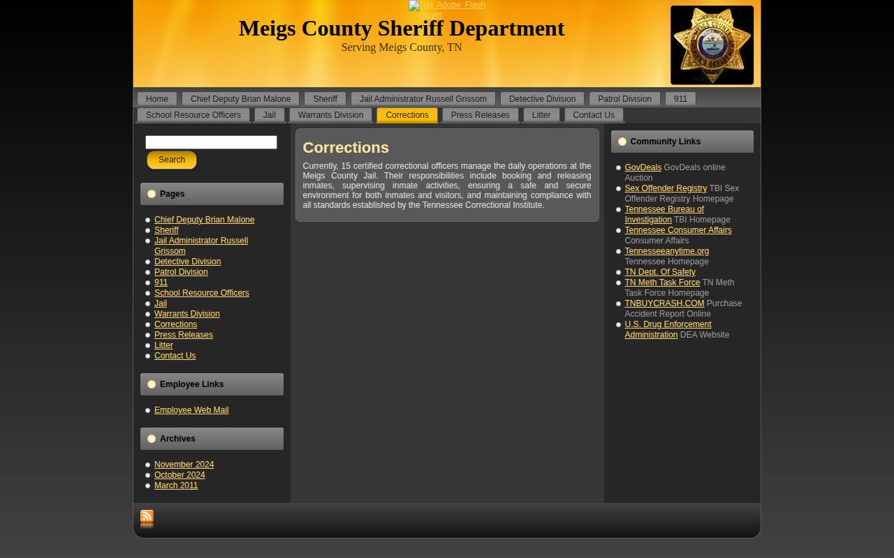 Meigs County corrections booking and release duties for same-day arrests