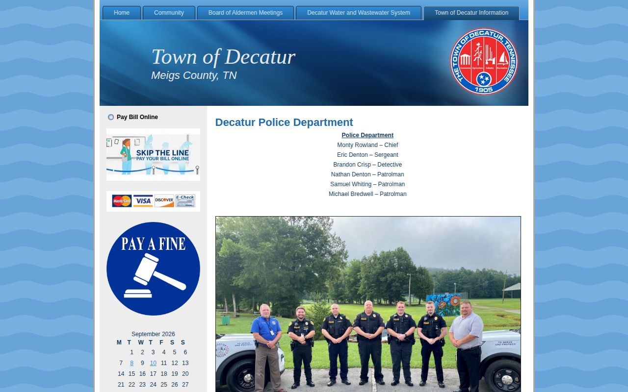 Decatur Police Department page without a public recent arrests log