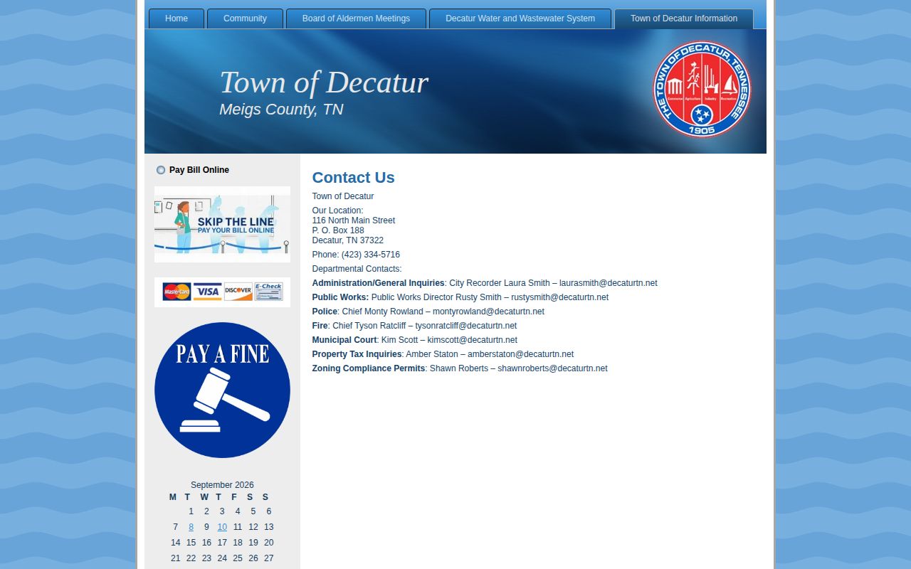 Town of Decatur police contact information for recent arrest records
